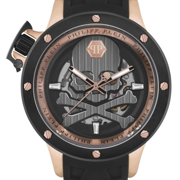 Philipp Plein Mens Rose Gold Skull Watch